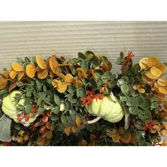 Pumpkin, Eucalyptus, Flower Wreath Farmhouse Decor Thanksgiving Autumn Party - Picture 5 of 11